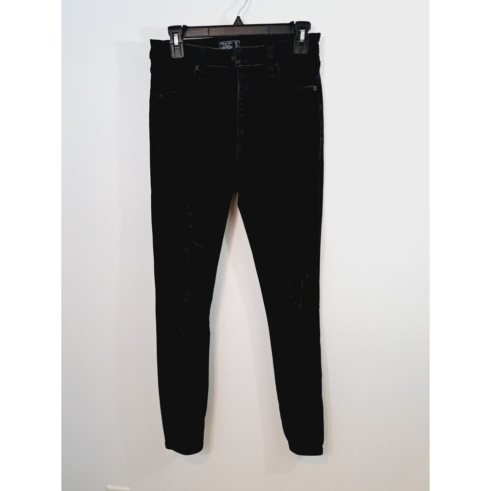 Abercrombie & Fitch High Rise Simone Distressed Slim Jeans Sz 27 Black